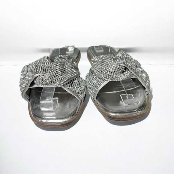 🌻NEW NWOT Sam Edelman Issie Silver Embellished Knotted Slide Sandals Size 8.5 - Picture 4 of 14